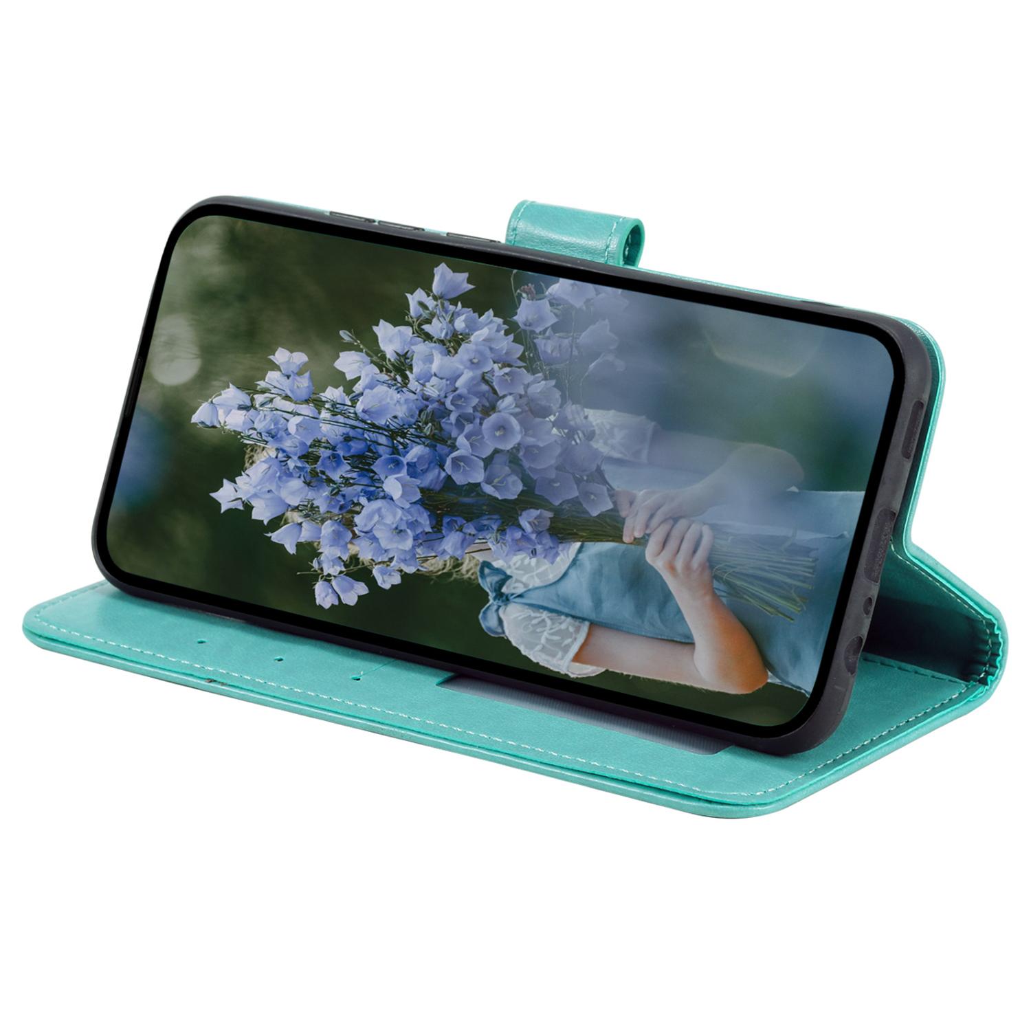 

For Honor X6b 4G Case Imprinted Totem PU Leather Wallet Stand Phone Cover Green