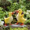 2 Pcs Little Yellow Duck Resin Cartoon Duck Figurine Realistic Small Garden Statue for Outdoor Patio