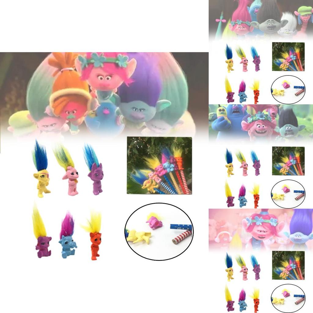 Boneca Troll de Plástico Adorável de Desenho Animado Com Cabelos Coloridos Brinquedo Colecionável Vintage