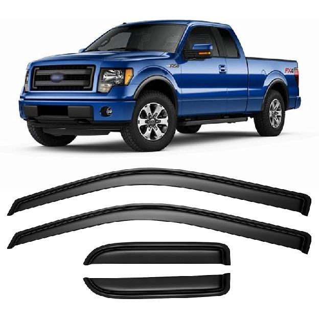 Window Rain Guards Visors For 2009-2018 Dodge Ram 1500 Quad Cab, Out-Channel Window Vent Wind Shades Deflectors For 09-18 Ram 1500 Extended Cab
