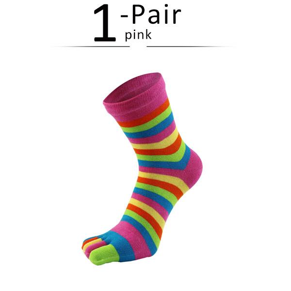 Rainbow 5 Finger Short Socks Women Cotton Striped Colorful Fashions Young Sweat-Absorbing Happy Toe Socks Harajuku 4 Seasons