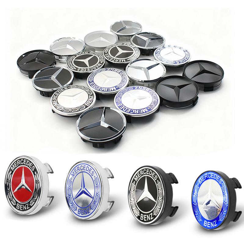 OLV5 4Pcs 60mm 75mm Car Wheel Center Hub For Mercedes Benz AMG class W205 W203 GLC GLK W206 W220 A180 W211 Cap Rim Cover Accessories