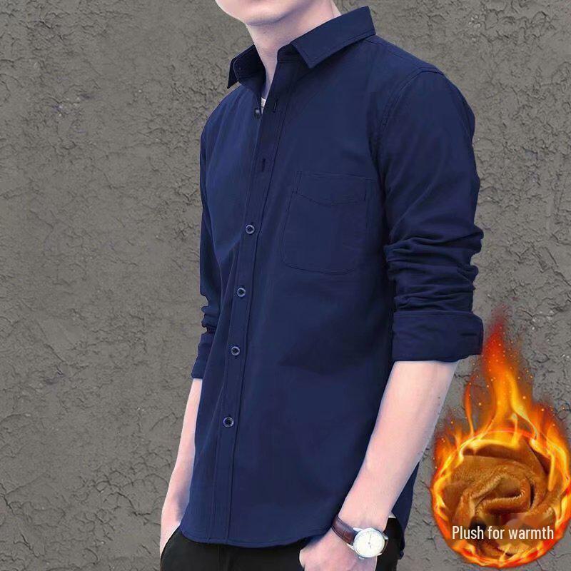 Męska koszula Oxford slim fit z długim rękawem w stylu koreańskim na wiosnę i jesień