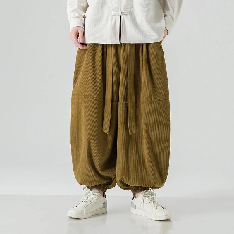 Pantaloni a Coste da Uomo Oversize Casual Autunnali Gamba Larga Streetwear Pantaloni Harem Uomo Donna Vita Elastica Pantaloni Larghi