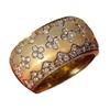 Lightweight Copper Clovers Ring With Crystal Zircon Embellished Gold Color Ring Jewelry For Daily Wear Or Formal Event