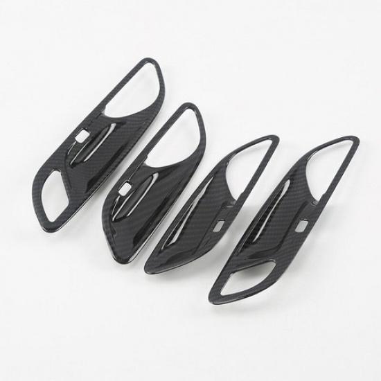 Carbon Fiber 4PCS Inner Door Handle Bowl Cover Trim For Cadillac XT4 2018-2022