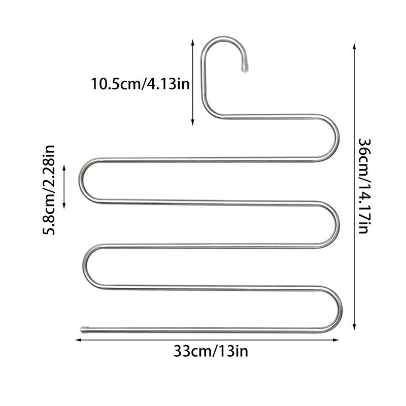 Stainless Steel S Shaped Multi Layer Pants Hanger Durable Space Saving Trouser Organizer Closet Storage Towel Rack Holder