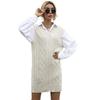 Womens Oversized V-Neck Long Knit Sweater Korean Style Plain Color Loose Fit Winter