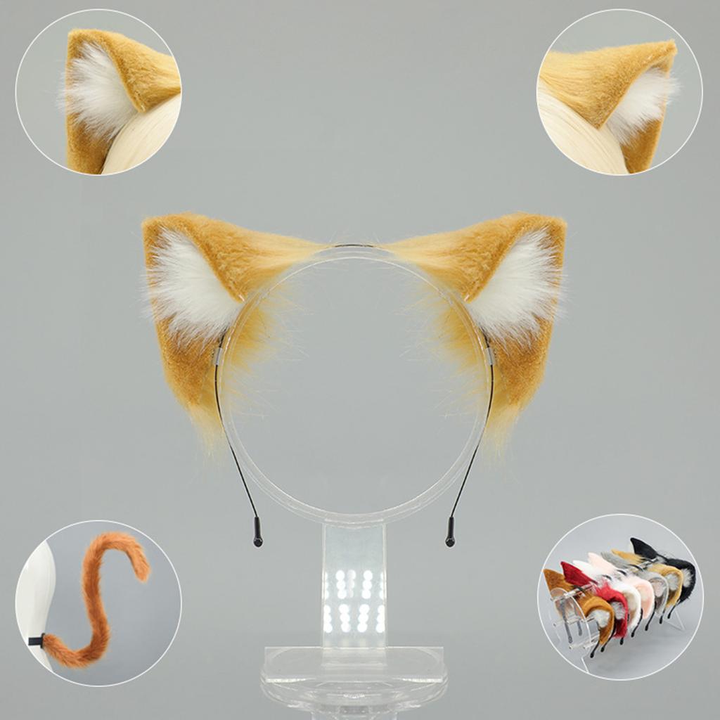 Adjustable Soft Plush Cats Ear Hairband Bendable Anime Ear Hairhoop For Roleplay Event Halloween Carnivals Celebration