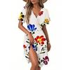 Women's Casual Fashion Dress Vintage Floral Floral Short Sleeve V-neck Dress