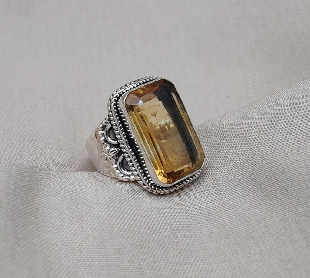 Handmade Citrine Sterling Silver Ring: Boho November Birthstone
