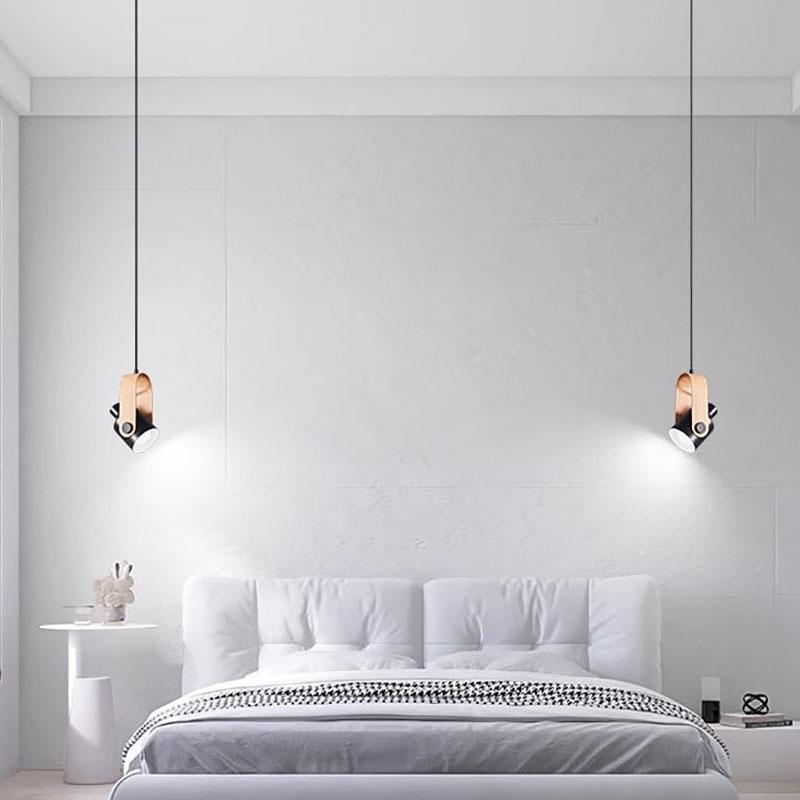 Nordic LED Pendant Light Wood Hanging Lamp Black White For Bedroom Dinnming Room Background Home Indoor Lighting Fixtures