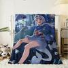 G-Gawr Gura Anime Throw Soft Flannel Throw Blanket, Lightweight Breathable Summer Nap Blanket For Sofa Home Travel Cozy Decor