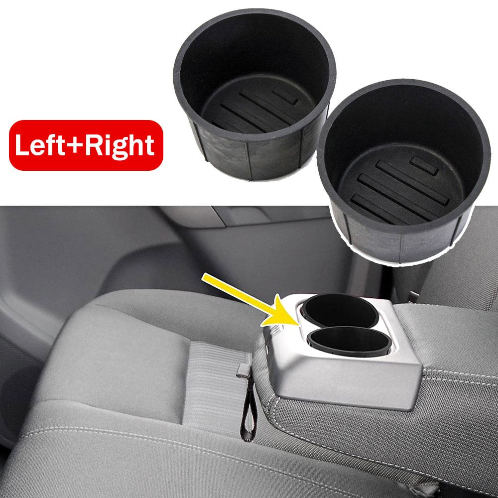 Rear Center Console Cup Holder Insert for Ford F150 2009-2014 Rubber Left Right Side W/Drink Mat Cleaning Liners Car Accessories