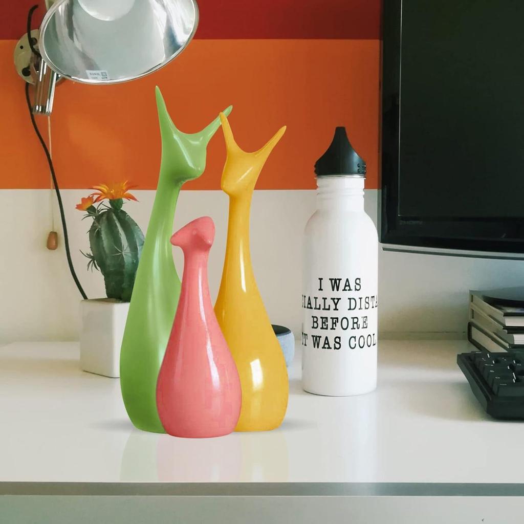 Beautiful Home Decor Lucky Deer Statue Family Ceramic Figures - (Set of 3, Multicolor)