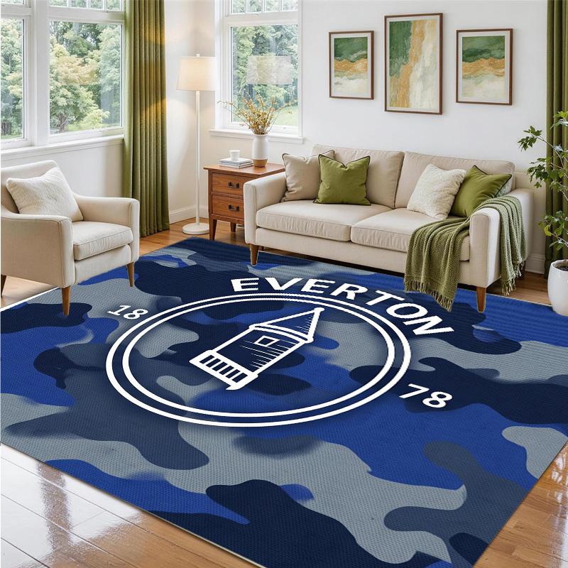 Everton Football Design Crystal Velvet Rug Soft Decorative Mat for Bedroom Entrance