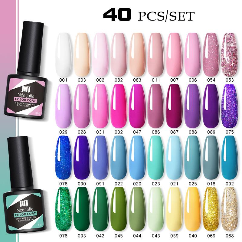 Nee Jolie 40 Colors Gel Nail Polish Set, Japanese Style Soak Off UV Gel Nail Kit, Long Lasting & Easy Application