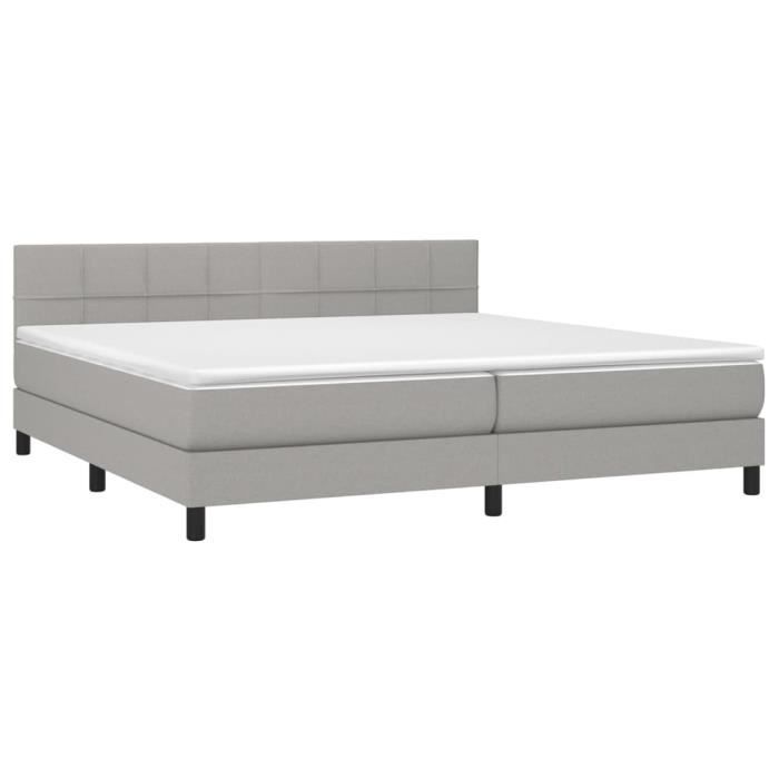 3140081 vidaXL Lit à sommier tapissier avec matelas Gris clair 200x200cm Tissu