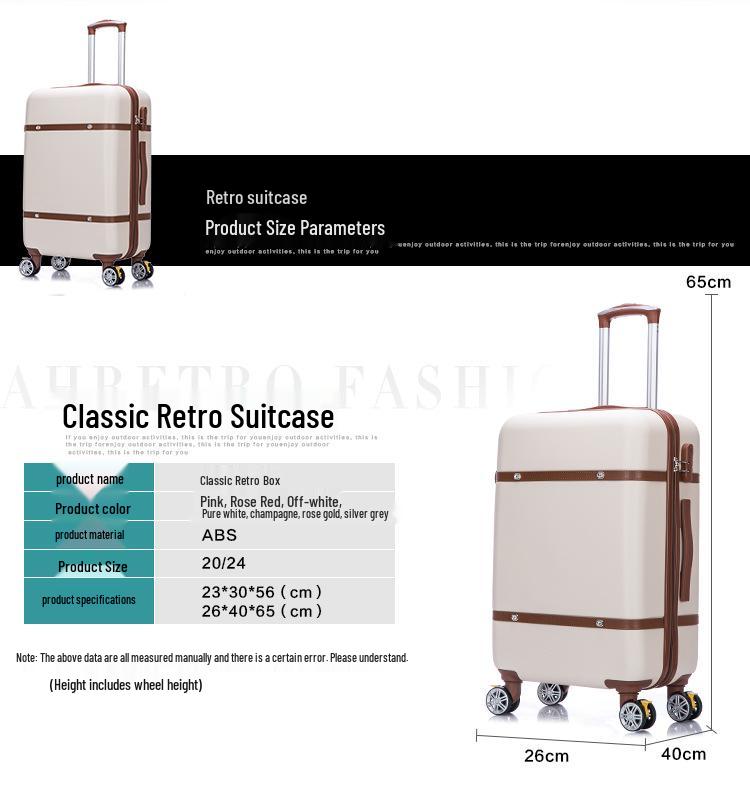 Retro Large Capacity Suitcase with Universal Wheels, Trolley Cabin Luggage for Men and Women