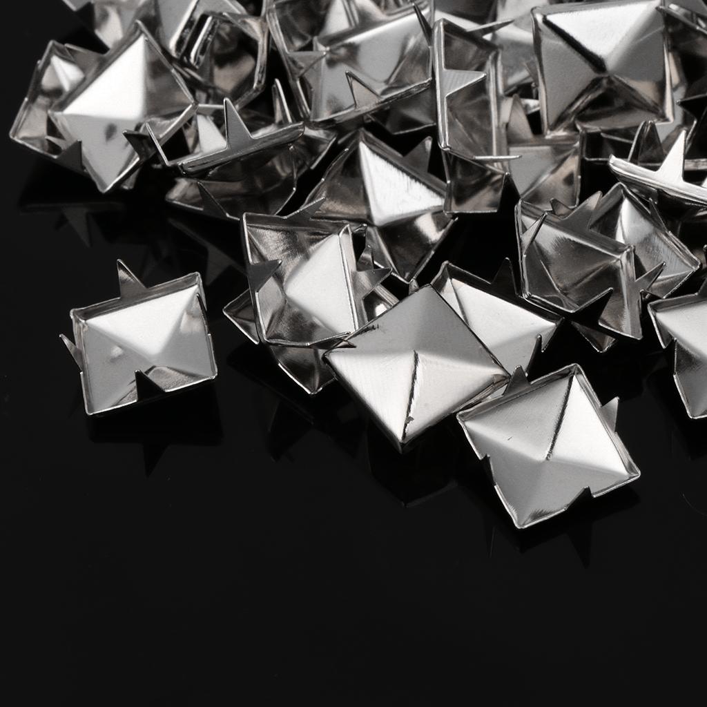 100pcs Square Rivet Metal Studs Spikes Nail Punk Shoes Belt Clothing Decor DIY