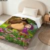 Cartoon Masha Bear Print Flannel Blanket High Quality Warm Comfortable Cover for All Seasons Perfect for Gifts Home Decor