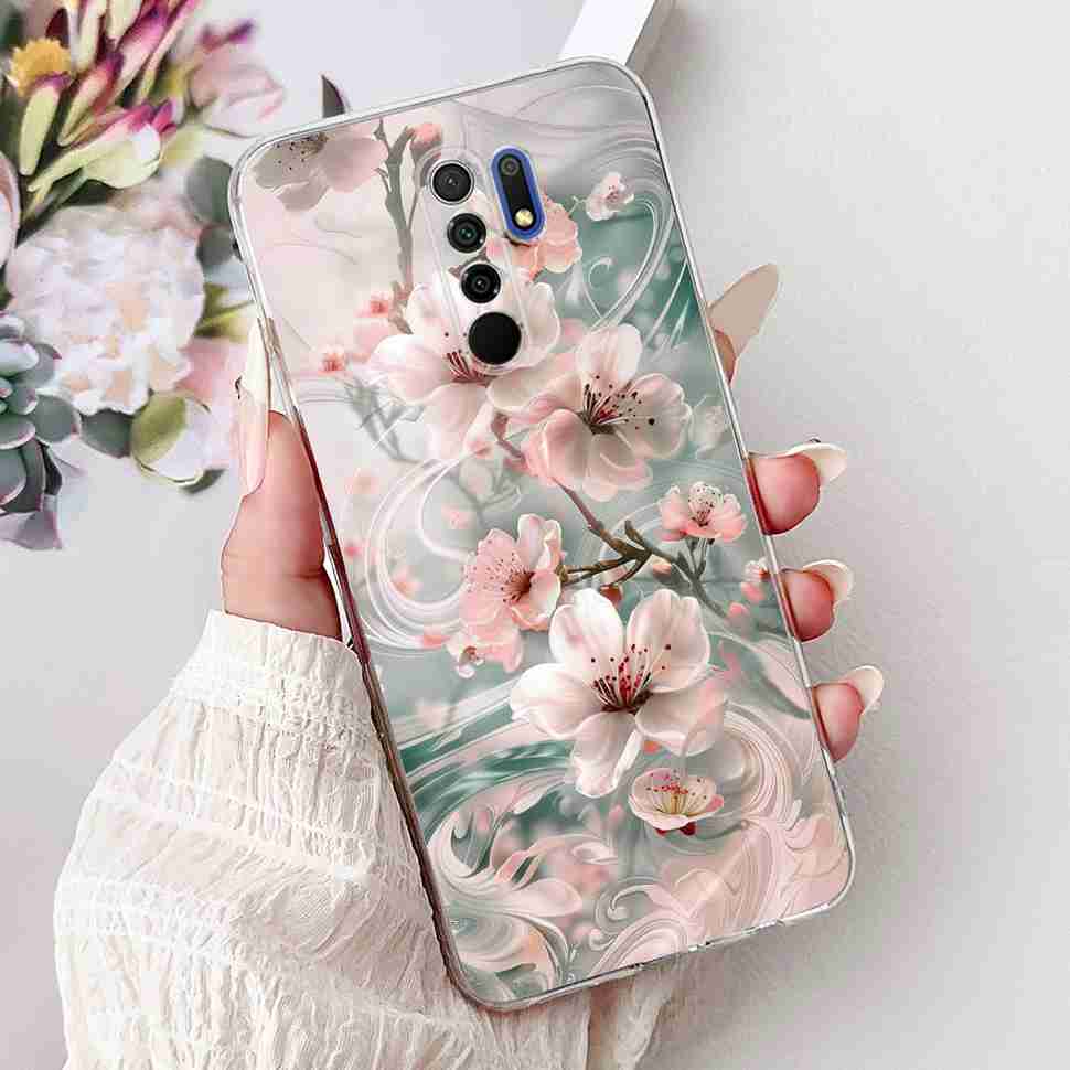 For Xiaomi Redmi 9 9A Case M2004J19AG Luxury Pearl Flowers Soft Silicone TPU Cover For Redmi 9A M2006C3LG Phone Protective Case