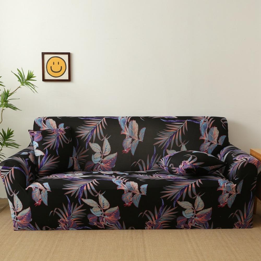 Milk Silk Sofa Cushion Printing All-inclusive Solid Color Lazy Cover Elastic Three-person Sofa Cover