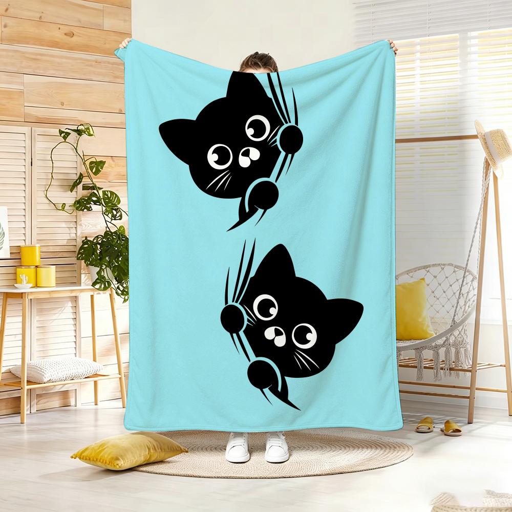 Cute stuff CATs Throw Lightweight 240g Flannel Blanket Soft Skin-friendly for Summer Cooling