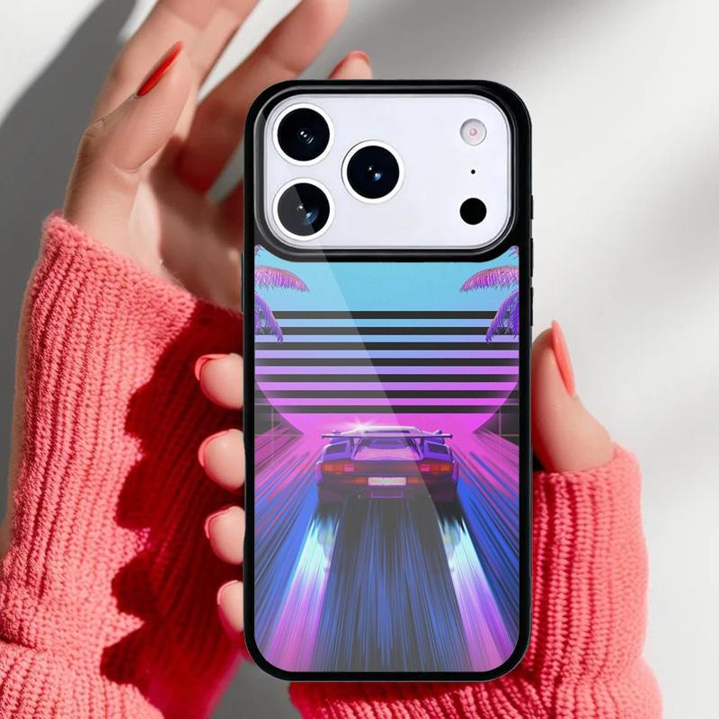 Synthwave 80's Retro Neon Phone Case for iPhone 17 Air 16e 15 14 13 Pro Max Back Cover for 12 11 Pro Coque