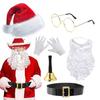 Santa Claus Suit Christmas Santa Hat Gloves Beard Belt Costume Prop Cosplay Party Dress-up Accessories for Holiday Parties