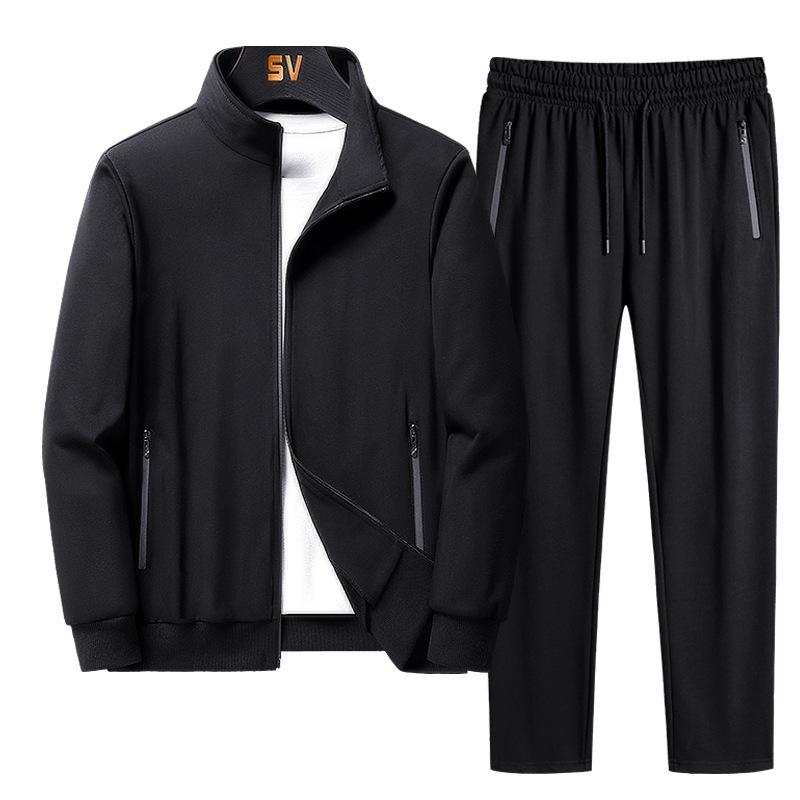 881 Herre 8XL Sportsklærsett: Høst/Vinter Cardigan & Bukser, Ensfarget Casual Stil
