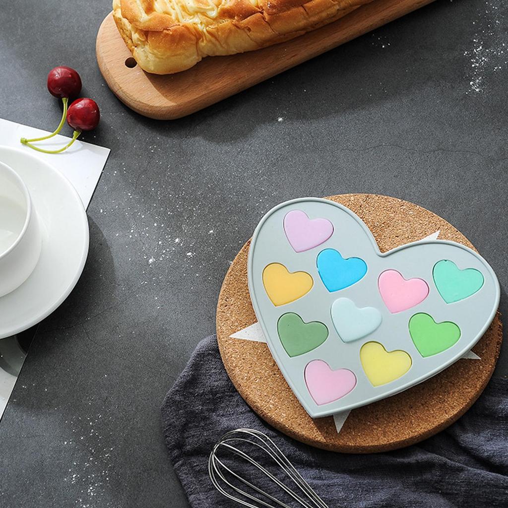 Heart-shaped Silicone Chocolate Mold 10 Grids Easy To Release Food Grade Baking Mold Candy Pudding Dessert Mold Cake Decoration