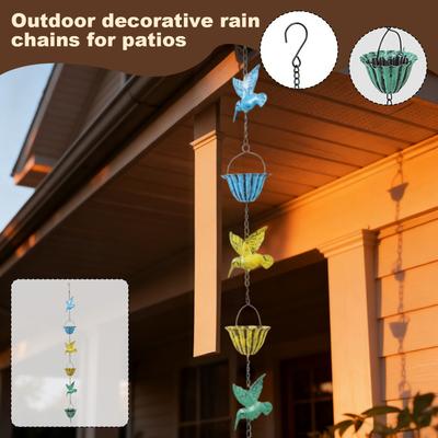 Outdoor Rain Chain With Bell, Outdoor Patio Decorative Rain Catcher Chain