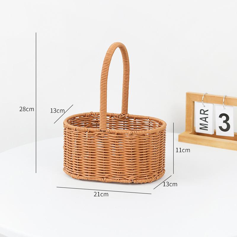 Handwoven Storage Basket Vegetable Flower Plant Hand Baskets Rattan Snack Bread Picnic Basket Desktop Sundries Organizer