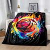 1pc Basketball Printing Lightweight Flannel Blanket, Comfortable and Warm Blanket, for Camping Sofa Bed and Couch Office, In All Seasons