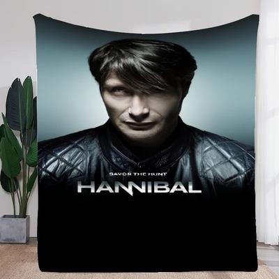 Hannibal Inspired Soft Throw Blanket - Savor the Hunt Design Featuring Dark Brown Hair Character In Leather Jacket, Cozy Luxurio