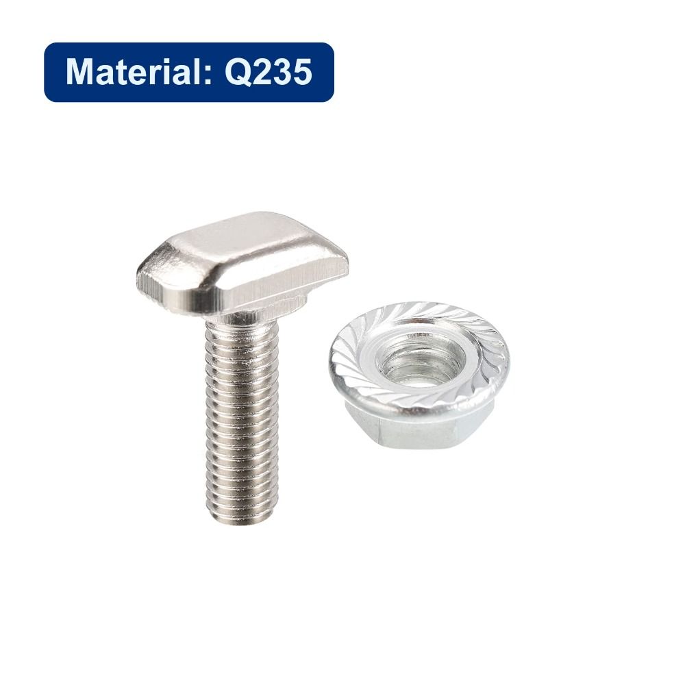 20 Sets Carbon Steel M6 Hexagon Flange Nut Set M6x20mm Hammer Head T-Bolt