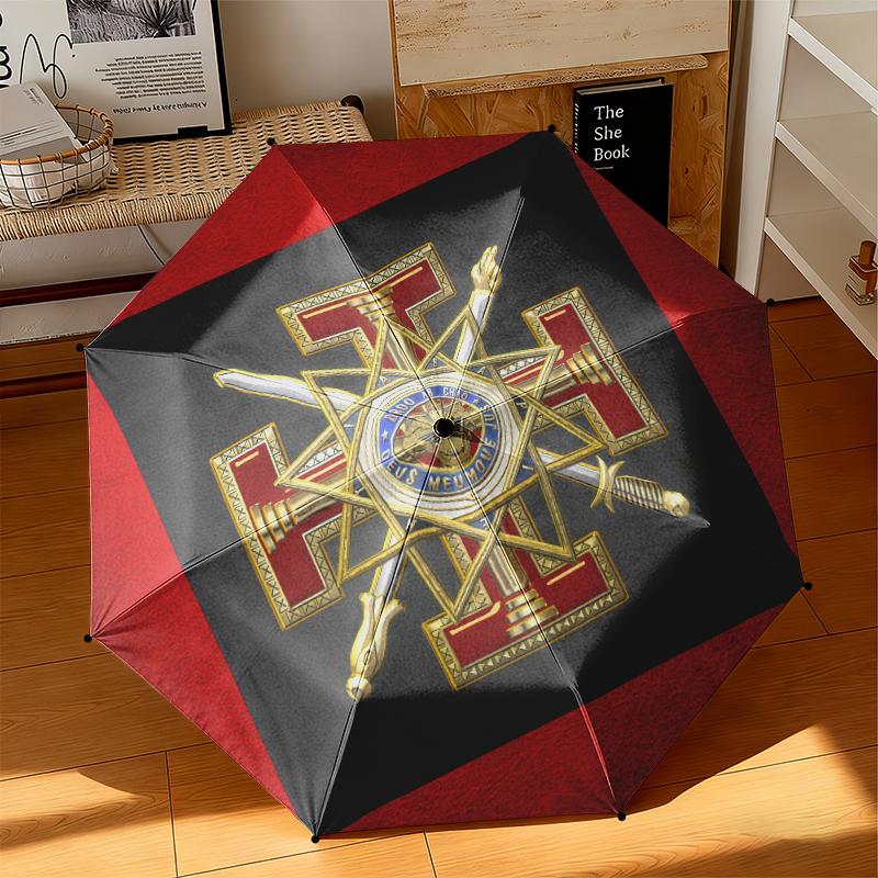 1pc Modern Freemasonry Umbrella Portable Folding Umbrella Iron Frame Hole Bone Structure Outdoor Home Umbrella
