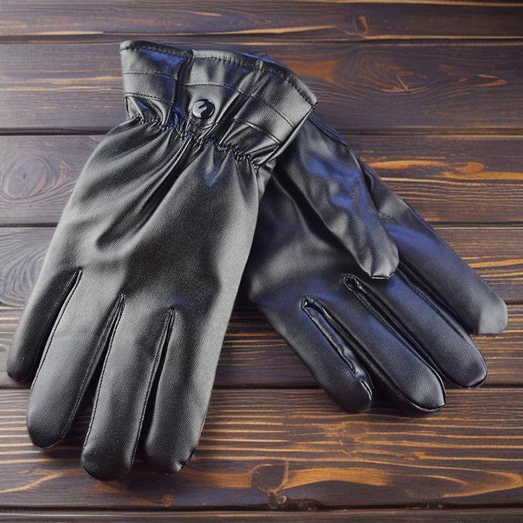 Guanti in Pelle Uomo Invernali da Equitazione Plus Velluto Ispessiti Caldi Antivento Impermeabili Touch Screen Inverno Equitazione Moto Crema