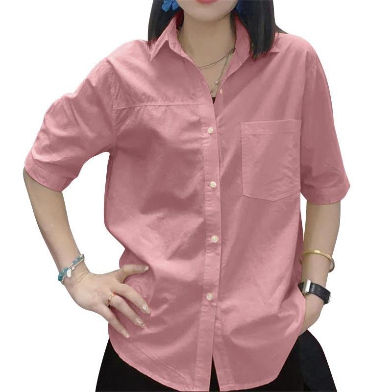 ZANZEA Womens Turn Down Collar Summer Half Sleeve Blouse