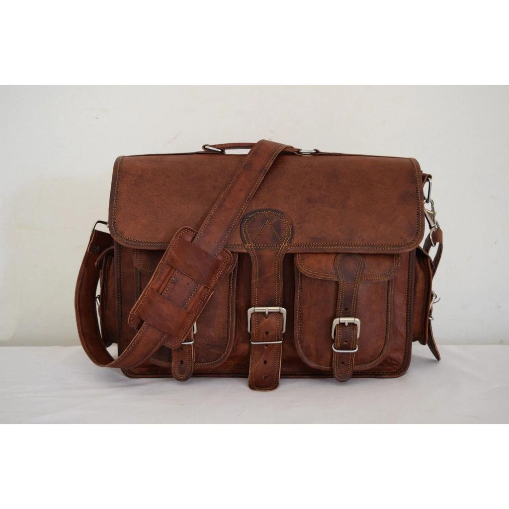 Latest Men's Genuine Leather Vintage Laptop Messenger Briefcase Bag Satchel