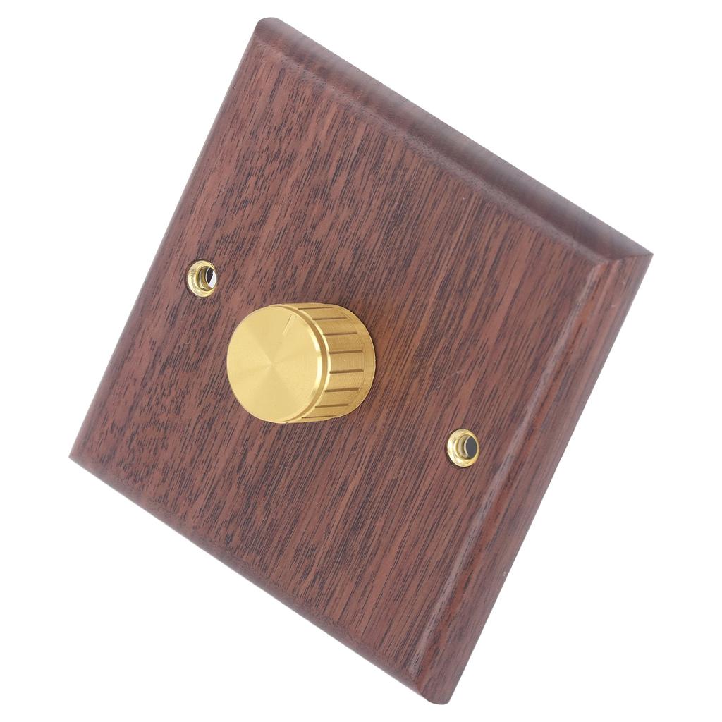 Dimmerbryter med messingknott svart valnøtttre roterende dimmebryter for hjemmelys 200–250V