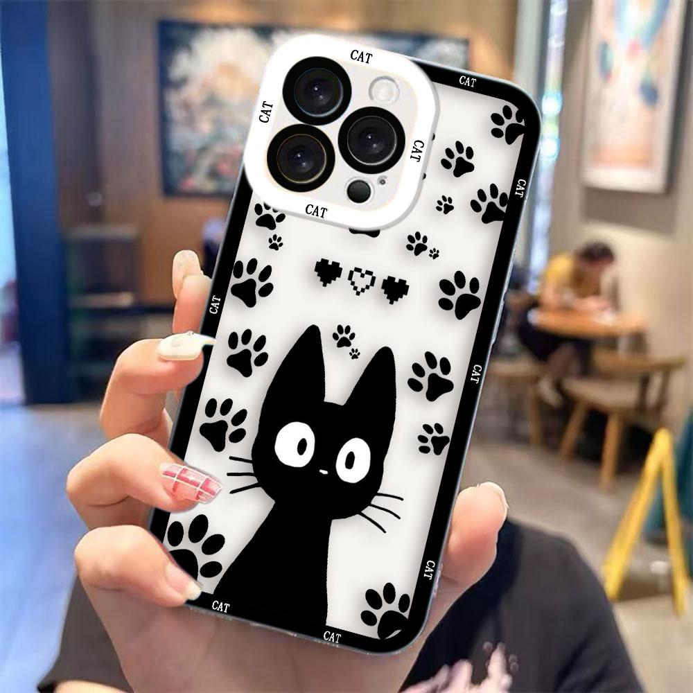 

Funny Black Cartoon Cat Cover Phone Case For Redmi K40 K60 15C 14C 13C 13 12 12C 10 10C 10X 10A 9 9C 9T 9A 8 7 A1 A2 A3 A5 Case Redmi 9C