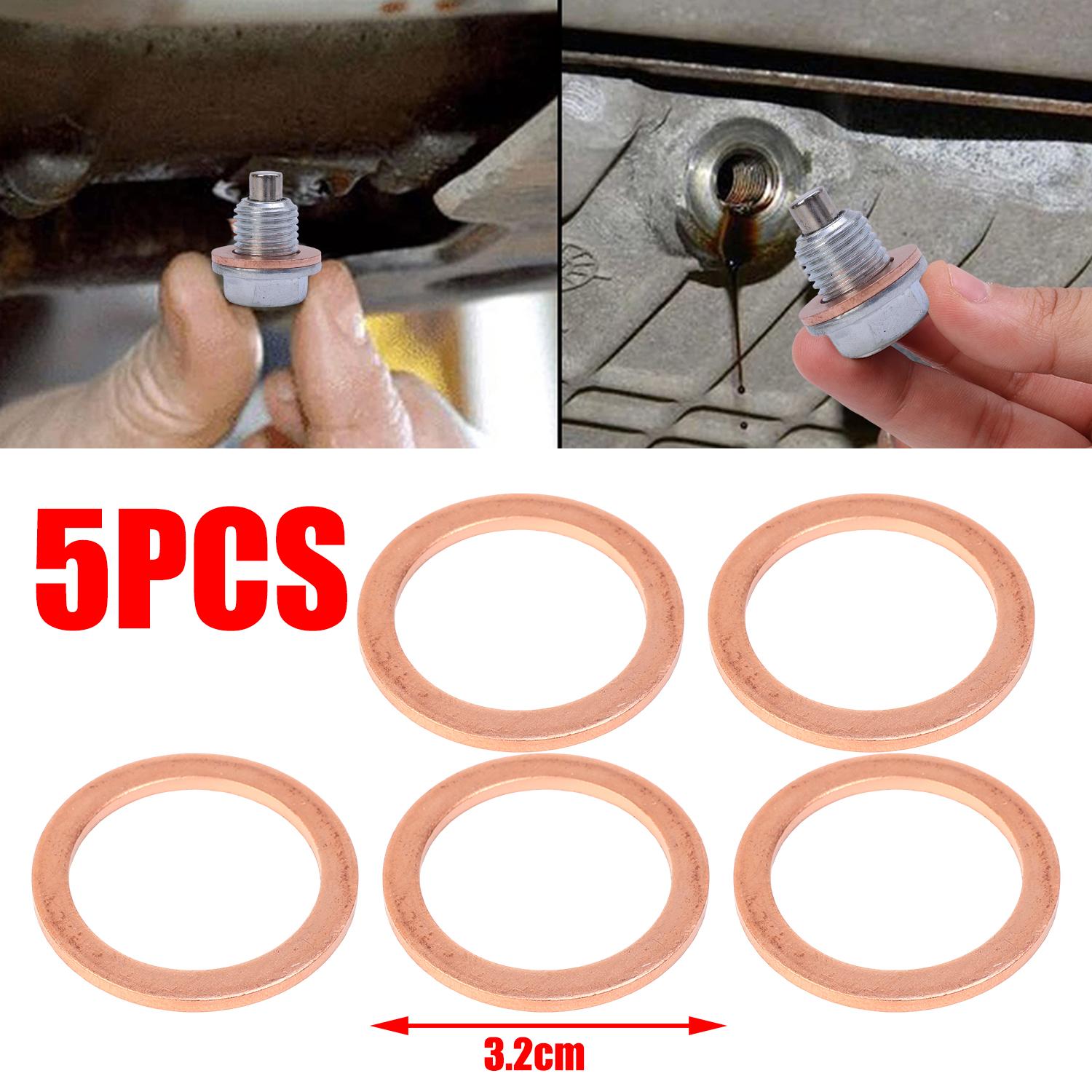Oil Drain Plug Copper Gasket Seal 90430-24003 for Toyota Lexus Differential Gearbox Transmission Transfer Case Washer Replace 5pcs