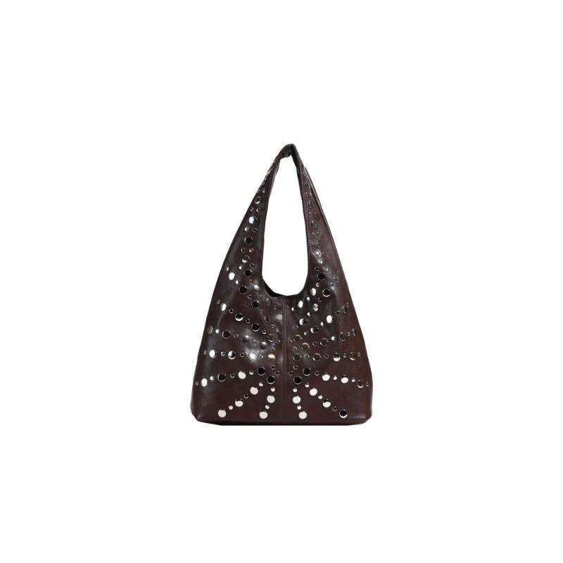 

Трендовый дизайн с заклепками, женские сумки для шопинга, модные женские сумки через плечо, ощущение высокого класса, универсальная ручная сумка