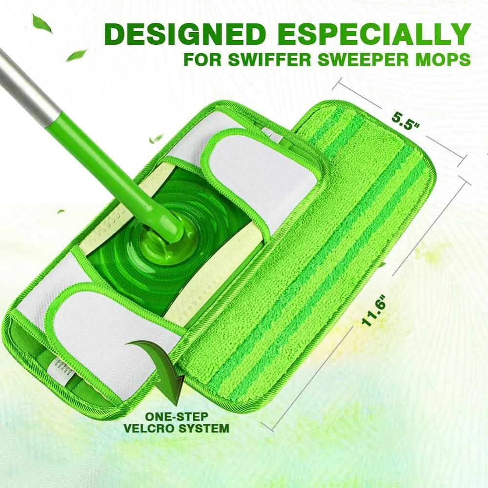 Microfiber Mop Pads For Swiffer Sweeper Mops 12 inches Reusable Washable Floor Mop Pad Refills Multi Surface Wet & Dry Cleaning