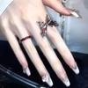 Korean Drop Glaze Ring for Women Shining Butterfly Open Rings Vintage Geometric Y2K Trend Fashion Finger Jewelry