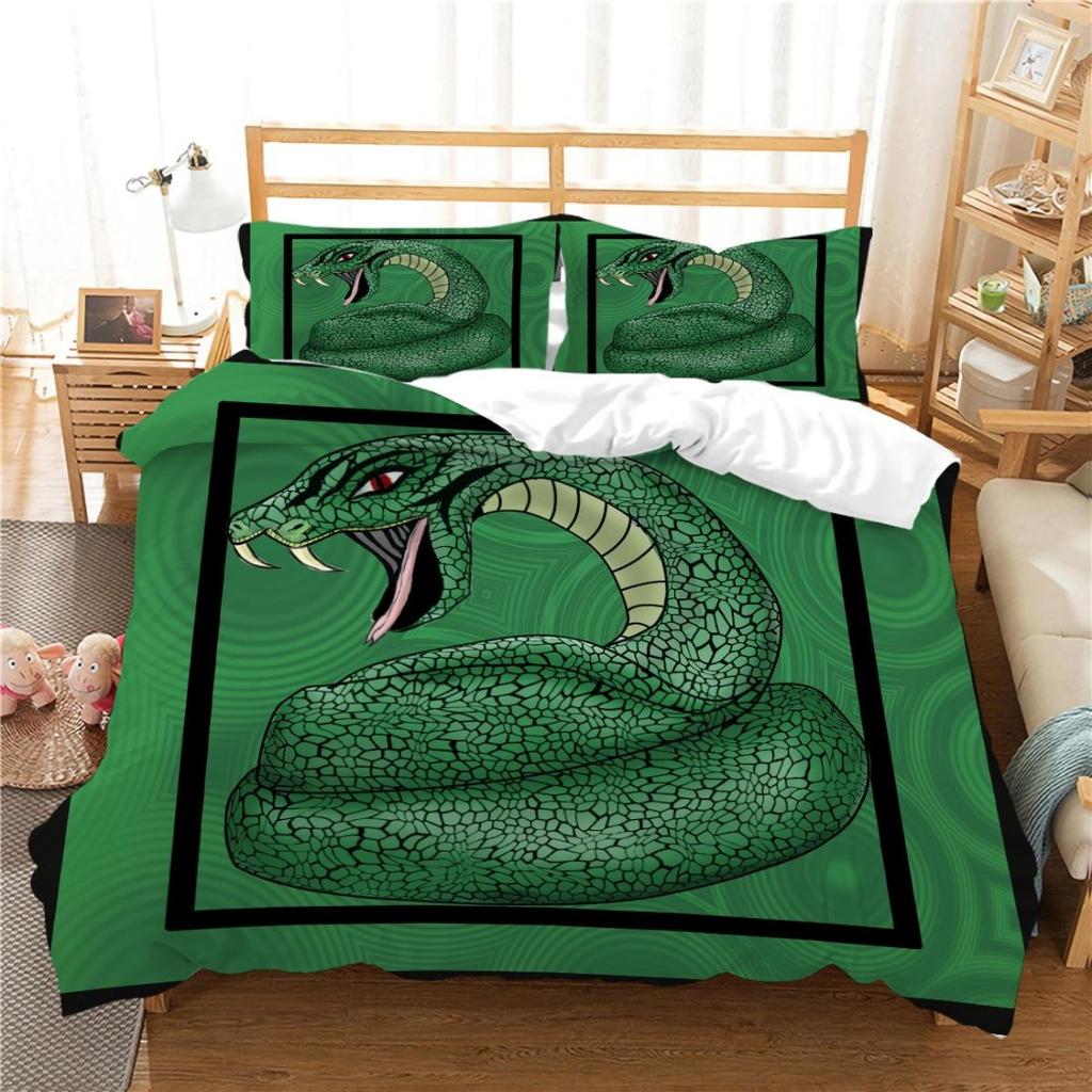 Snake Print 3D Printed Bedding Set, Reptile Down Duvet Cover, Pillowcase 2/3 Pieces, Mollusk Quilt Cover AU/DE/EU/ES Full Size Bed Cover