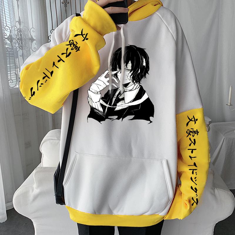 Anime Manga Bungo Stray Dogs Dazai Osamu Bluzy z kapturem Hip Hop Y2k Kobiety Mężczyźni Bluzy z kapturem Zima Casual Ciepłe kurtki z zamkiem błyskawicznym Płaszcze