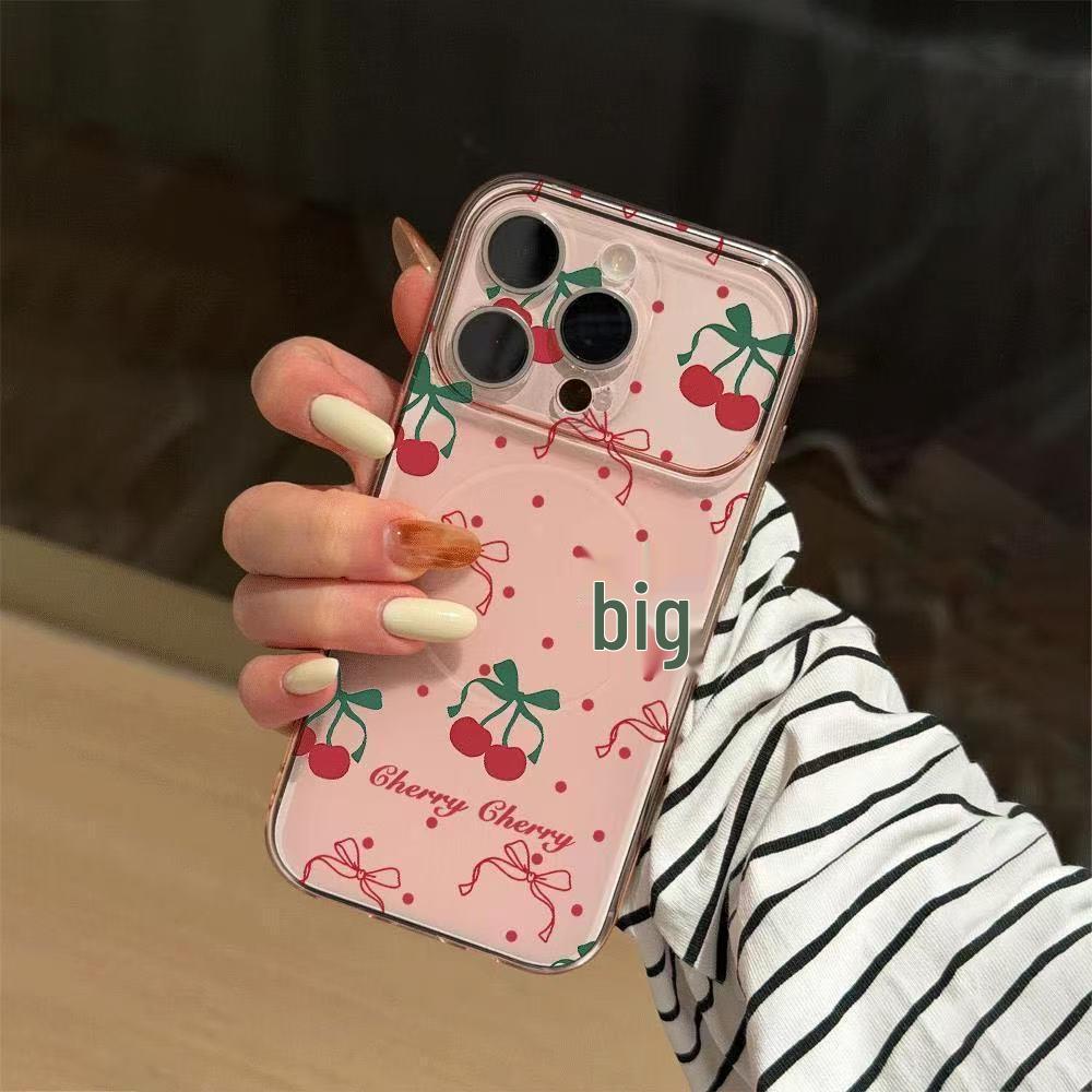 

Cherry Bow Magnetic Phone Case for iPhone 17 Pro Max, 16, 15, 14, 13, 12 Pro iPhone 14 Plus